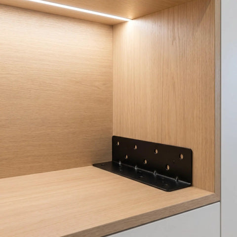 10Pcs Carbon Steel L Brackets Set With Mounting Screws for Cabinets, right angle bracket installed in corner of wooden cabinet unit