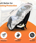 Baby Car Seat Sun Shade Cover Heat Protector Keeps Kid Cool On Every Ride UV Blocking Insulated Shade With Reflective Film Easy