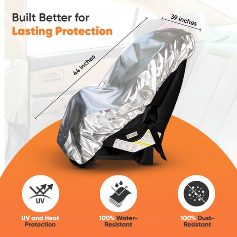 Baby Car Seat Sun Shade Cover Heat Protector Keeps Kid Cool On Every Ride UV Blocking Insulated Shade With Reflective Film Easy