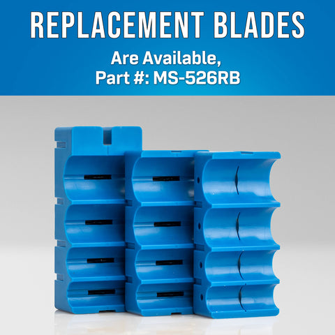 Replacement blades for Mid Span Slit And Ring Tool For Fiber Optic Cables 10.2mm To 18.2mm shown in blue with part number MS-526RB.