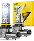 Badass 9005 HB3 LED Headlight Bulbs 64000 Lumens 6500K Bright White with packaging and silver finish, pack of 2 for easy installation.