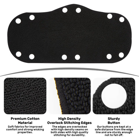 10 Pack Cotton Hard Hat Sweatbands 10 Inch By 5.5 Inch Liner Washable Reusable Inner Bands With 8 Snap Fasteners Black