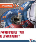 Tiger 7 Inch Type 27 Grinding Wheel With 1/4 Inch Thick A24R Resin Bond For Fast Metal Grinding, Triple Fiberglass Reinforcement