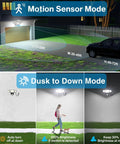 Image of a driveway with a car activated by a 70W Motion Sensor Plug In Outdoor Flood Light No Hardwire Needed Dusk To Dawn 7000LM IP65 Waterproof LED Security Light With 6500K PIR Sensor.