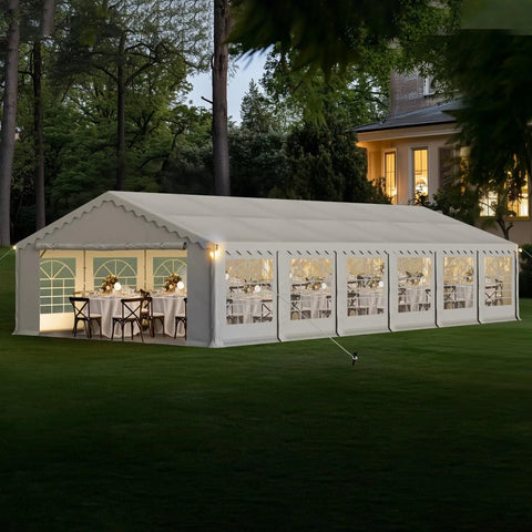 Heavy Duty 20x40 Ft Party Tent With Removable Sidewalls, 7 Carry Bags, Outdoor Canopy Gazebo set up in garden