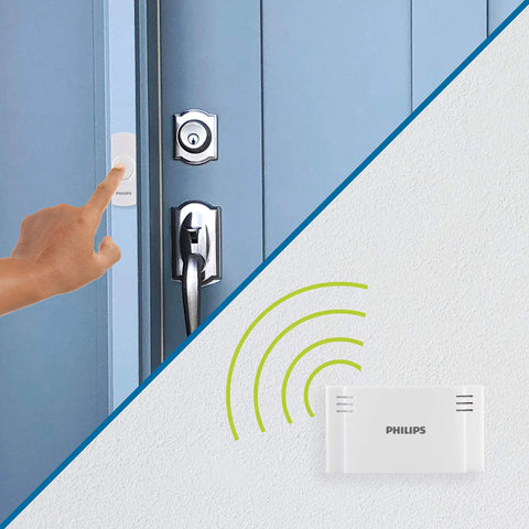 Wireless Doorbell Kit With Battery Operated Receiver And Push Button 150 Ft Range 4 Volume Levels 2 Melodies Ding Dong Westminster No Fuss