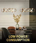 Gold LED Ring Dining Room Chandelier Pendant Light Fixture for Living Room and Kitchen, Modern Irregular Circular Ring Design