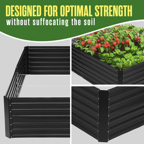 Durable Galvanized Steel Raised Garden Bed For Outdoor Gardens 8x4 Feet Open Bottom Planter Box With 440 Gallon Capacity