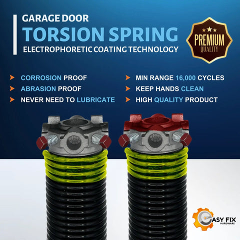 Garage Door Torsion Spring Replacement 250 x 1.75 x 33 Left Hand Wound For Right Side Black Cone Color High Carbon