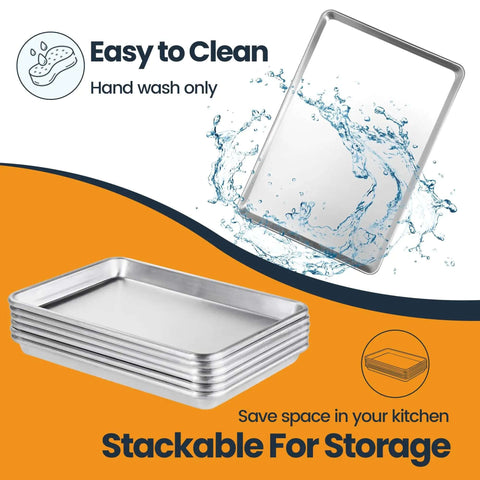 Stacked Six Pack Full Size Aluminum Baking Sheets Set, Nonstick Durable Cookie Sheets 26 By 18 Inches, NSF Certified, Easy to Clean