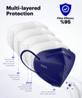 KN95 Face Mask 60 Pack Individually Wrapped 5 Ply Breathable Multicolor Masks For Adults With Adjustable Nose Clip layers illustration