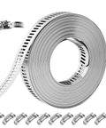Get Ready For Any Home Rodeo With This 16 Ft DIY Stainless Steel Hose Clamp Kit Featuring Premium Worm Gear Duct Pipe Clamps And Strong Fasteners For Custom Fits On Piping And Plumbing Tasks. 16 ft stainless steel hose clamp roll with 10 worm gear fasteners