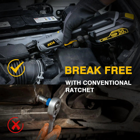 Cordless Ratchet Wrench Set 60 Nm 20V Electric 3/8 Inch Kit used in engine repair demonstrating ease over manual ratchet