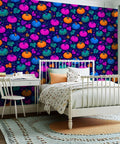 Colorful Pumpkin Botanical Instant Peel And Stick Wallpaper Removable Self Adhesive Wallcovering quick refresh in bedroom decor.