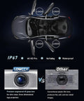 Top view of Mercedes with car door logo projector lights, showing IP67 waterproof 4K HD lens with logo illumination.