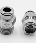 1/4 Inch NPT Push In Air Union Fitting Straight Male Quick Connect Nickel Plated Brass Air Line Connector side view