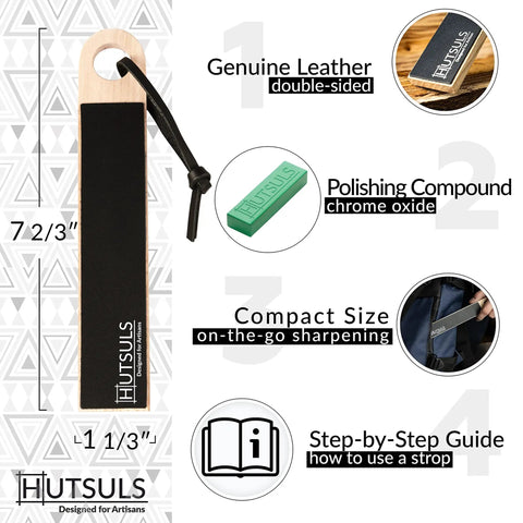 Pocket Knife Strop Kit On The Go Sharpening With Leather Strop And Stropping Compound Portable Strop Block details.