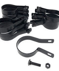 Heavy Duty Ten Pack Tension Bands With Bolts And Nuts For Chain Link Fence Posts Two And Three Eighths Inch Outer Diameter Black Finish