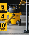 5 Gallon Wet And Dry Shop Vacuum With StealthSonic Quiet Motor 4 HP Power Ultra Quiet Poly Vacuum with hose and cord