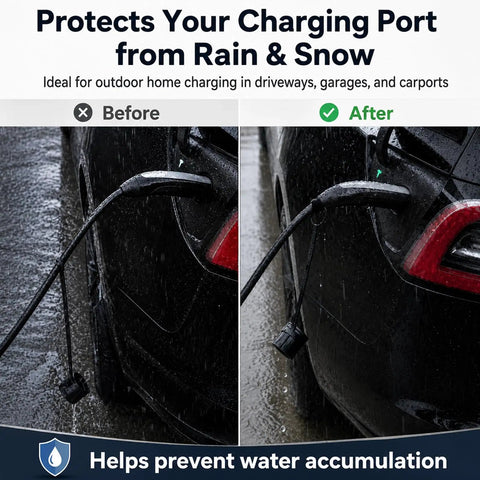 Heavy Duty Waterproof Silicone Cover For Tesla Model 3 Y X S NACS Ports protects charging port from rain and snow with secure fit.