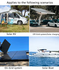 Applications of Dual 32 Amp DC Quick Disconnect Solar Isolator Switch With 64 Amp Max IP66 1000V for RVs, boats, and solar systems.