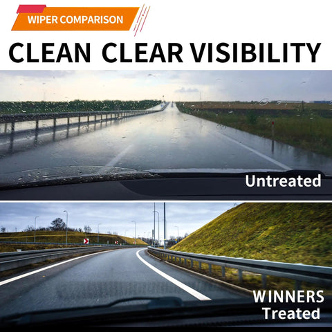 Wiper comparison showing clear visibility with Top Shelf Front And Rear Windshield Wiper Blades For 2024 To 2026 Chevrolet Trax.