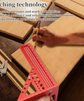 Built Tough Aluminum Multi Angle Measuring Ruler With Quick Snap Angle Pin for precise marking on wood surface.