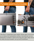 AeroTrac Foldable Laptop Tray For Tripod Mounting On The Go Video And Photography Workstation with modular rail system, folded view