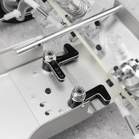Aluminum RC Steering Cranks Kit For 1/10 Scale Team Associated RC10 Upgrade Parts mounted on chassis for precise steering