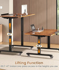 Top Tier Electric Standing Desk With Smooth Height Adjustments And Full 180 Degree Tilting Surface For Sketching Or Computer Sessions Built With Reliable Rolling Casters For Instant Relocation Upgrade Your Grind With This Straight Up Desk Game Changer. Showing height adjustments from 28.3" to 47" for versatile use.