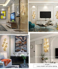 Five Head Gold Lotus Leaf LED Indoor Wall Light Fixture, Stainless Steel Modern Wall Lamp for contemporary home decor