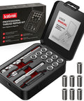M11x1.25 Thread Repair Kit With 10 Solid 304 Stainless Inserts For Stripped Internal Threads In Engines, Automotive Parts, ATVs And Motorcycles, Beefy Stainless Steel Thread Saver For Quick And Reliable Repairs, open kit with inserts