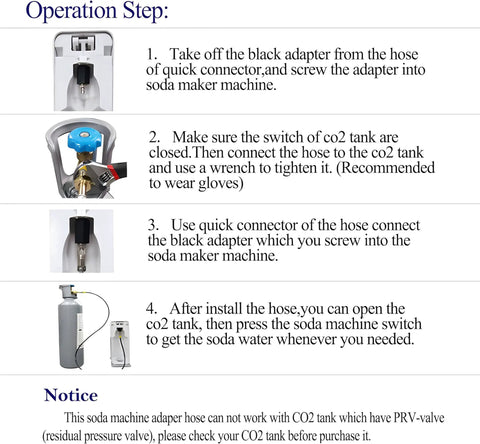 Installation steps for High Pressure Stainless Steel CO2 Adapter Hose 36 Inch for Large CO2 Tanks to TR21 4 Soda Machines
