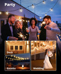 Outdoor String Lights 25 Foot LED Patio Lights With Shatterproof Edison Bulbs And Spare Connectable Up To 78 Strands IPX5 Waterproof