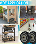 Various uses of 8 Piece 4 Inch PU Caster Wheels Kit for carts, shelves, and cargo trucks.