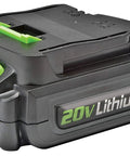 Genesis 20V Cordless Drill Driver 20V lithium-ion battery pack, black with green accents, side view