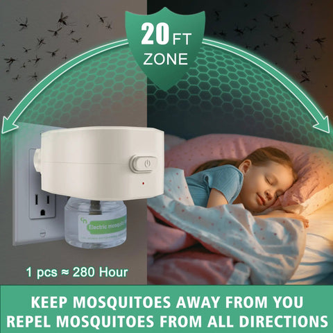 Plug In Mosquito Repeller For Indoor Use, Electronic Insect Repellent With 20 Foot Protection Zone in bedroom setup
