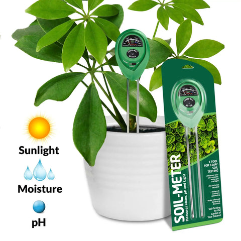 3 In 1 Soil Moisture PH Light Meter For Indoor Outdoor Use No Battery Needed Hygrometer Water Meter in plant pot.