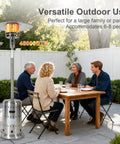 Powerful 48000 BTU Outdoor Patio Heater With Wheels And Cover Propane Stainless Steel Burner Easy Ignition And Adjustable Heat