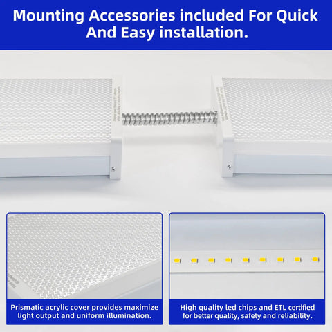 4 Foot LED Wraparound Light 40W 4400Lm 4000K Neutral White Flush Mount Ceiling Fixture for garage office kitchen with acrylic cover