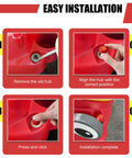 Two Pack Red Hub Cap Replacements With Reflective Sticker For Red Wagons And Scooters Fits Three Eighths Inch Axle Diameter installation guide