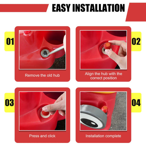 Two Pack Red Hub Cap Replacements With Reflective Sticker For Red Wagons And Scooters Fits Three Eighths Inch Axle Diameter installation guide