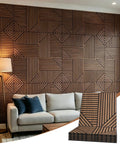 Top Shelf Acoustic Wall Panels Six Pack 24X24 Inch High Density Polyester Sound Dampening Boards in a cozy living room setting.