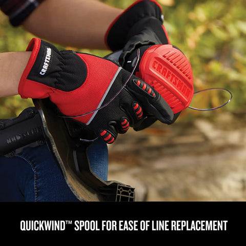 Person replacing line on Cordless Weed Wacker String Trimmer With QuickWind Spool 4 Ah Battery And Charger Included Brushless Power
