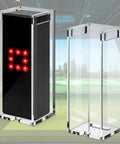 Square Golf Launch Monitor Protective Shield Case in Clear Acrylic for Indoor and Outdoor Practice, showcases two angles