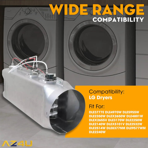Dryer Heating Element Assembly Replacement Fits LG Dryers In The DLE Series Including DLE3777E surrounded by LG dryers