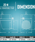 Dimensions of 300 GPH 115 Volt Oil Filled Submersible Pump With Aluminum Die Cast Housing shown with measurements.