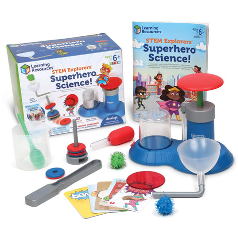 STEM Explorers Superhero Science Kit For Kids With Magnets Color Mixing Levitation And Critical Thinking Experiments 21 Piece Set