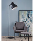 Tall Matte Black Modern Floor Lamp With Adjustable Shade For Living Room And Office 71 Inch Standing Light By Armchair