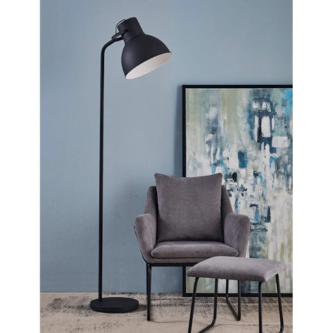 Tall Matte Black Modern Floor Lamp With Adjustable Shade For Living Room And Office 71 Inch Standing Light By Armchair
